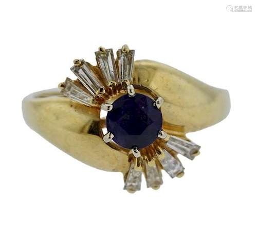 14K Gold Diamond Sapphire Ring