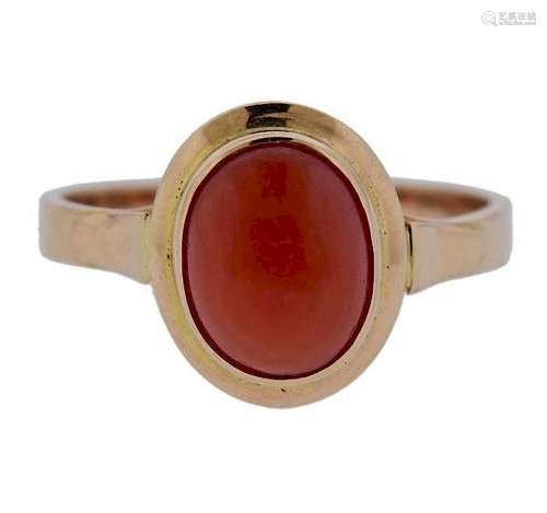 Antique 14K Gold Coral Ring