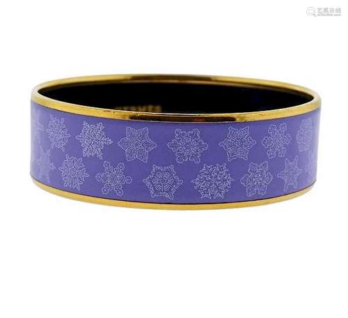 Hermes Snowflake Periwinkle Enamel Bangle Bracelet