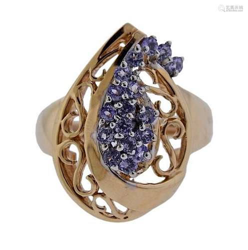 14K Gold Tanzanite Cocktail Ring