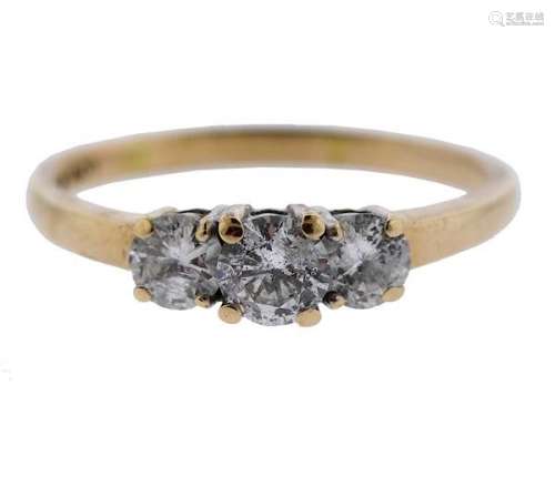 14K Gold Diamond Three Stone Ring