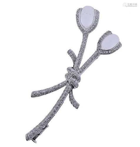 Laura Munder 18K Gold Quartz Flower Brooch