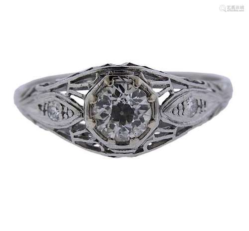 Filigree Platinum Diamond Ring