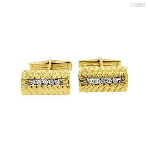 14K Gold Diamond Cufflinks