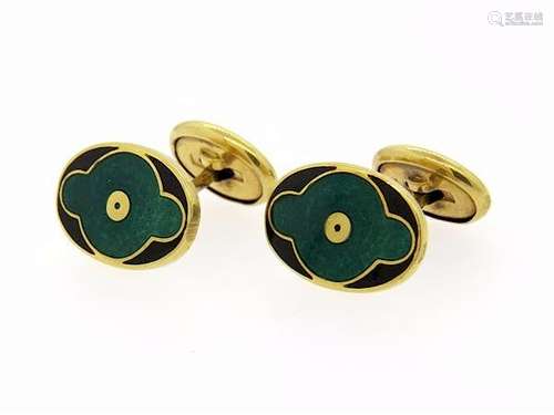 18K Gold Enamel Cufflinks