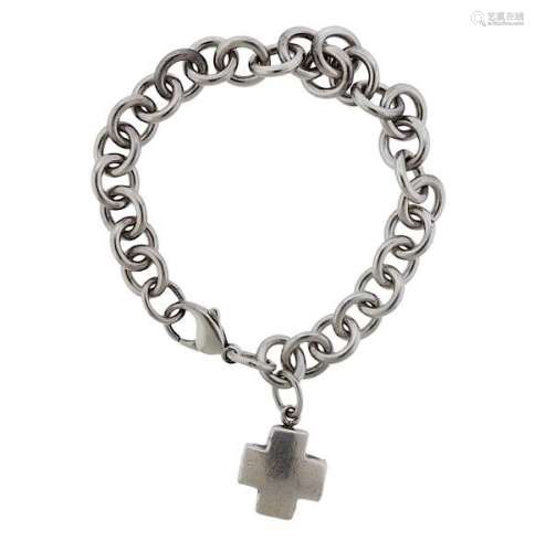 Tiffany & Co Sterling Silver Cross Charm Bracelet