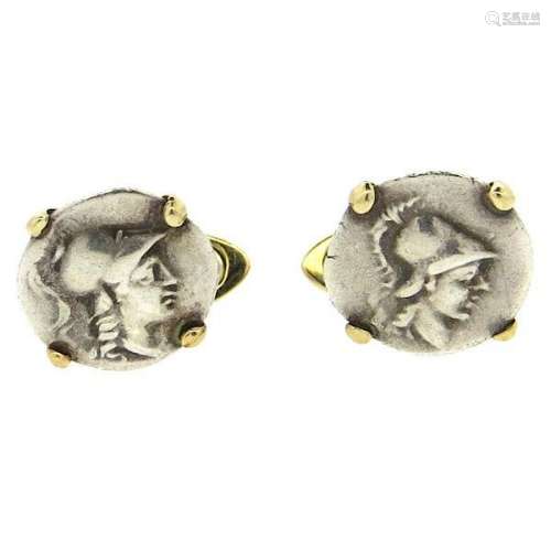 Bvlgari Bulgari Ancient Coin 18k Gold Cufflinks