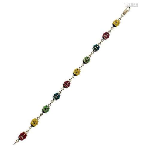 14k Gold Enamel Ladybug Bracelet