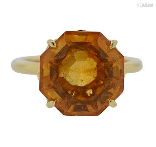 Tiffany & Co 18K Gold Orange Stone Ring