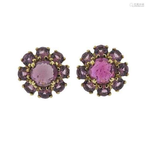 Ippolita Lollipop Mini Tourmaline Rhodolite 18k Gold Earrings