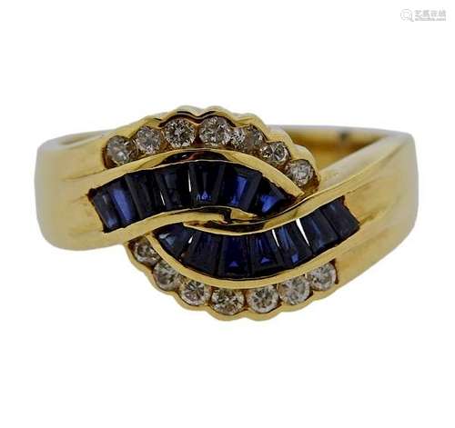 18K Gold Diamond Sapphire Ring