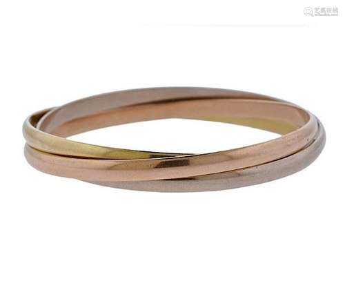 Cartier Trinity 18k Tri Color Gold Bangle Bracelet