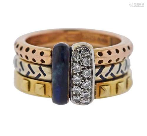 La Nouvelle Bague 18k Gold Diamond Enamel Ring