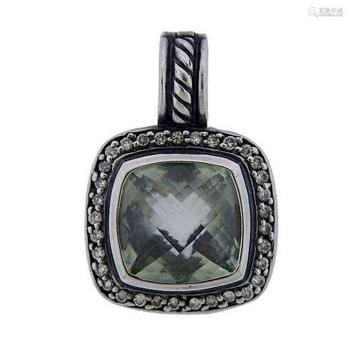 David Yurman Albion Sterling Diamond Prasiolite Pendant