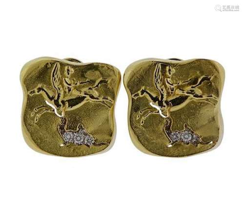 Seidengang Athena 18K Gold Platinum Diamond Earrings