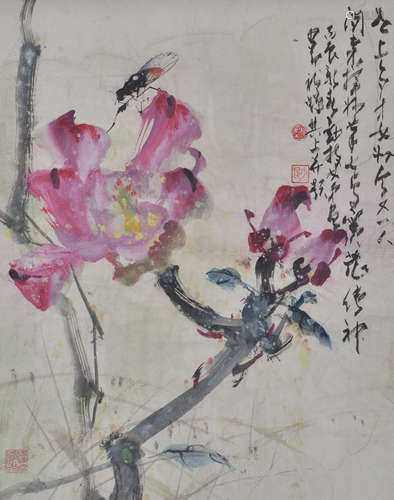 赵少昂 花上鸣蝉