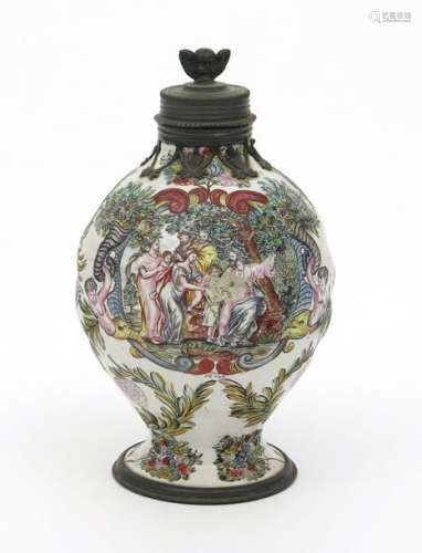 A rare Nuremberg faïence metal mounted jar c.1720,...;