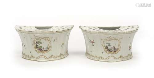 A pair of German porcelain bough pots mid 18th cen...;