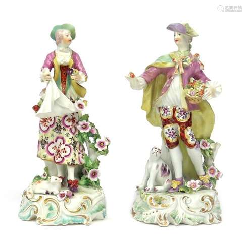 A pair of Derby figures of the Dresden Shepherds c...;