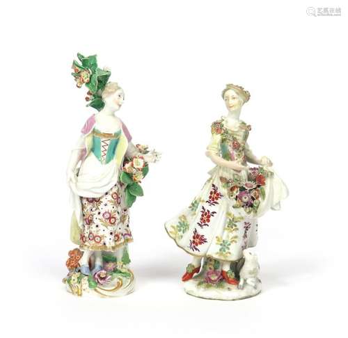 Two Chelsea figures of maidens c.1760, one of a sh...;