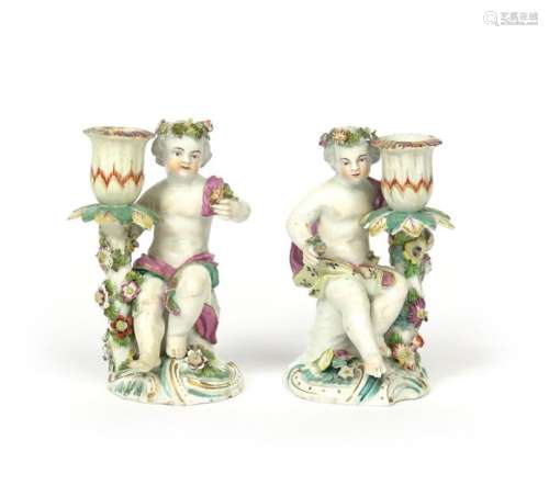 A pair of Derby chamberstick figures c.1760 65, ea...;