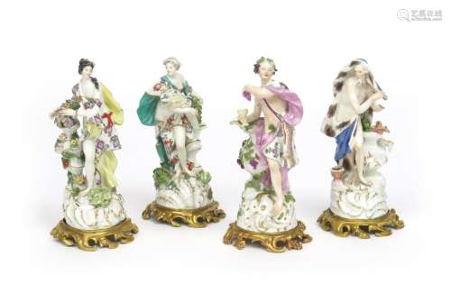 A set of ormolu mounted Meissen figures of the Fou...;