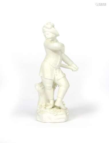 A rare Derby biscuit porcelain figure of Harlequin...;