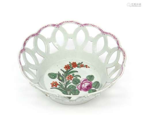 A Worcester circular basket c.1760 65, decorated i...;