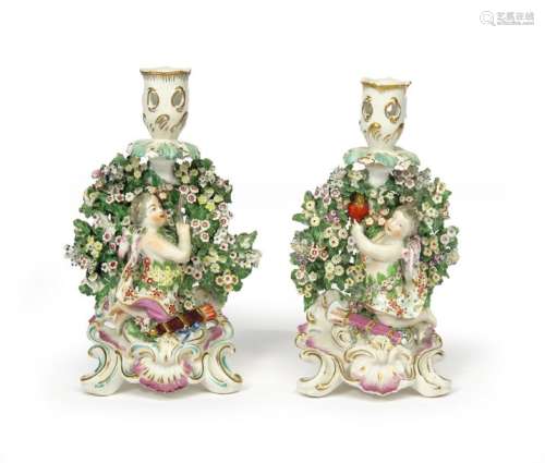 A matched pair of Derby candlestick figures c.1760...;