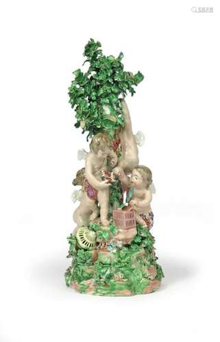 A Derby group of four putti c.1775, one clambering...;