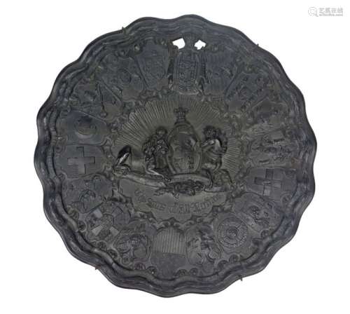 A rare and impressive black basalt plaque c.1856, ...;