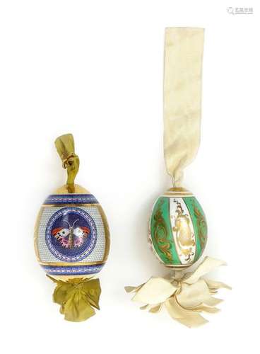 Two Russian porcelain Easter eggs 20th century, on...;