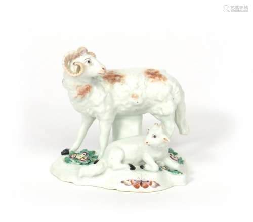A Derby group of sheep c.1760, modelled with a hor...;