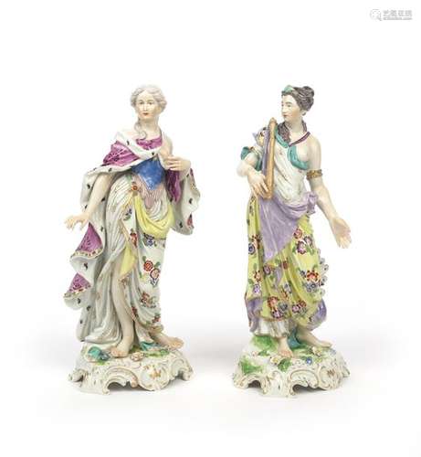 A large pair of Naples porcelain figures of Classi...;