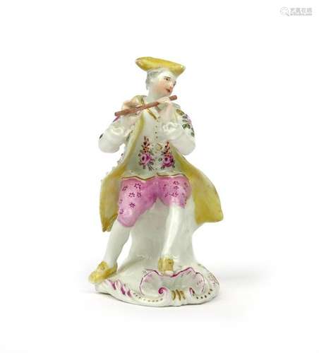 A Derby ~Pale Family~ figure of a musician c.1756,...;