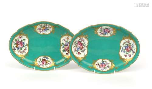 A pair of Sèvres oval dishes c.1760 70, painted wi...;