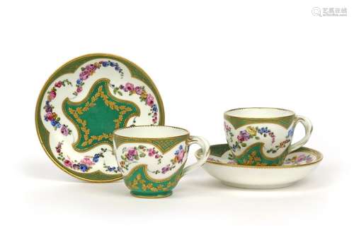 A pair of Sèvres cups and saucers 2nd half 18th ce...;