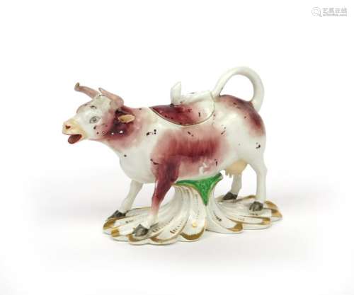 A Derby cow creamer and cover 19th century, standi...;