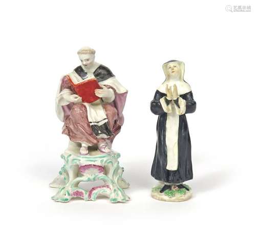 Two Bow religious figures c.1755 60, one of a novi...;