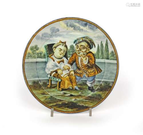 A small Castelli maiolica plate c.1740, painted wi...;