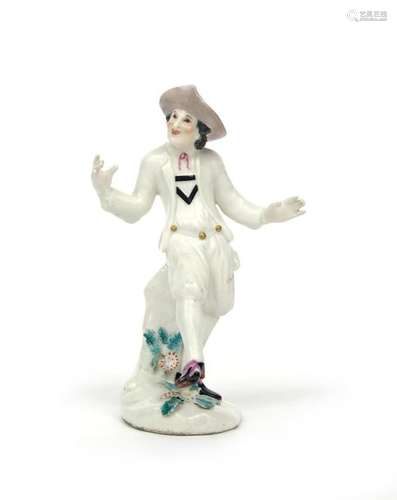 A Chelsea figure of a dancing Dutch peasant c.1752...;