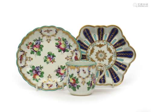 A Worcester coffee cup and saucer c.1760 70, the f...;