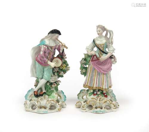 A pair of Derby figures of musicians c.1765 70, ea...;