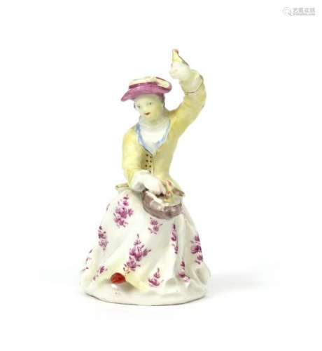 A rare Bow figure of a lady c.1755, seated with a ...;