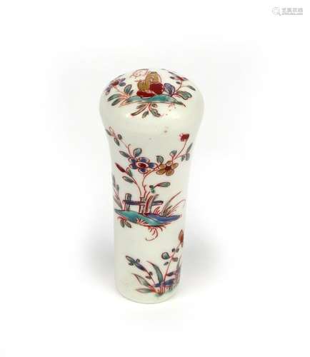 A long French porcelain cane handle c.1720, St Clo...;