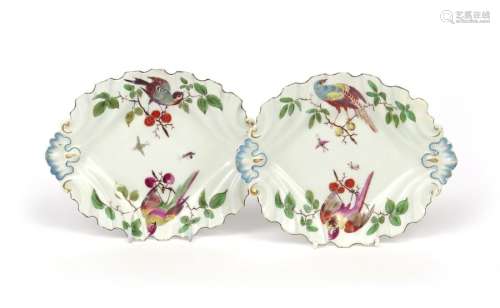 A pair of Chelsea small silver shape dishes c.1758...;