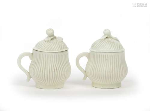 A pair of Italian porcelain custard cups and cover...;