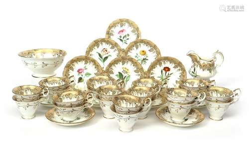 An English porcelain botanical part tea service c....;