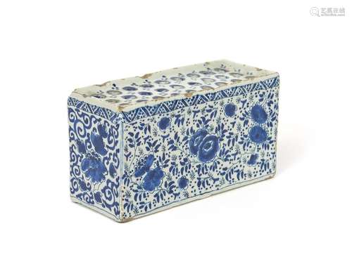 A large Delft flowerbrick 18th century, the rectan...;