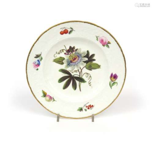 An English porcelain botanical plate c.1815, proba...;
